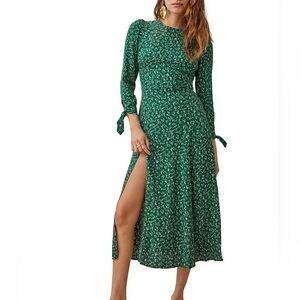 Reformation Zelda Long Tie Sleeve Midi Dress in Rosemarie Floral